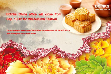 BCinks China office will close from Sep. 10-12 for Mid-Autumn Festival.